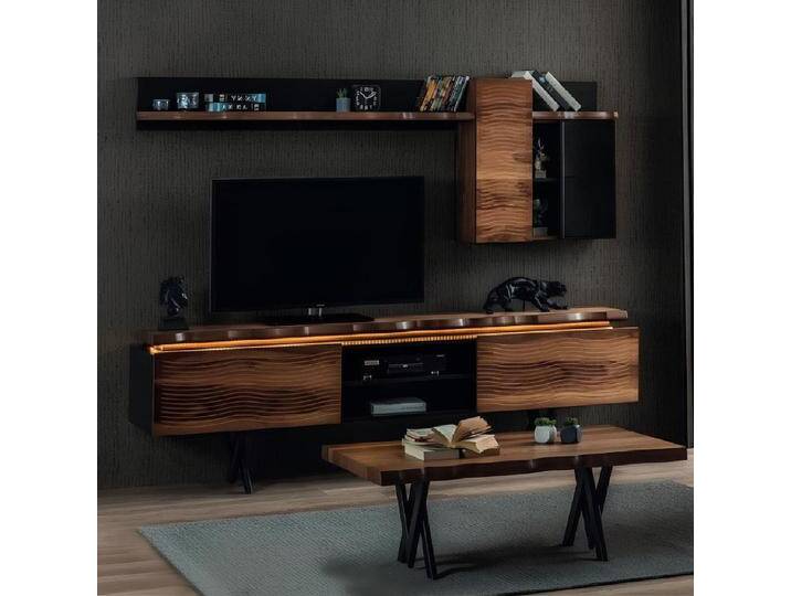 Xlmoebel Wohnwand Elegante Wohnzimmereinrichtung mit TV-Schrank und Beistelltisch, (3-St., Set Wohnzimmer 3tlg (TV-Ständer + Wandschrank + Couchtisch) von elegante
