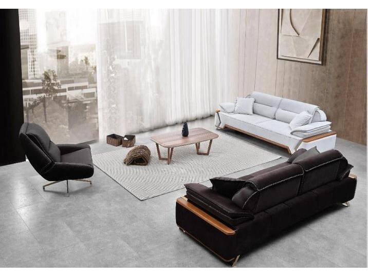 Xlmoebel Polstergarnitur Schwarz-Graue Sofalandschaft 2x Dreisitzer Möbel Elegante Couches, (3-tlg., 2x 3-Sitzer + 1x Sessel ohne Couchtisch) von elegante