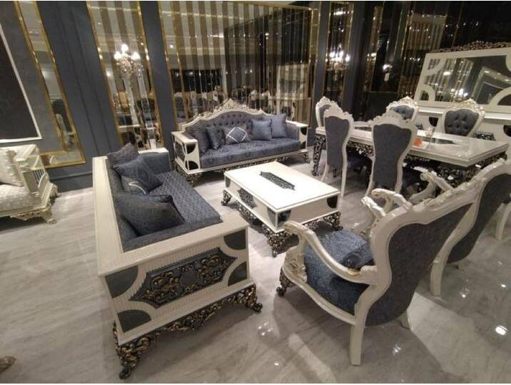 Xlmoebel Wohnzimmer-Set Zeitgemäßes 4-teiliges Wohnraumset Elegante 2x Sofas Designer Stühle, (4-St., 2x Sofa 3 Sitzer / 2x Sessel) von elegante