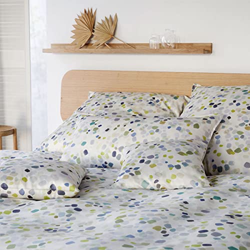 elegante Bambus-Baumwoll-Satin Bettwäsche Chips blaugrün 1 Bettbezug 155 x 200 cm + 1 Kissenbezug 40 x 80 cm von elegante