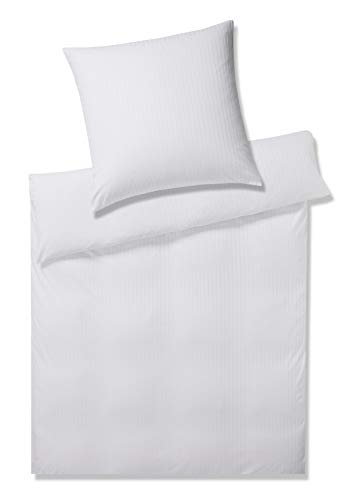 elegante Jersey Bettwäsche Solid Stripe Weiss Kissenbezug einzeln 80x80 cm von elegante