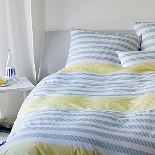 elegante Jersey Bettwäsche Summerstripe gelb-bleu 1 Bettbezug 135 x 200 cm + 1 Kissenbezug 40 x 80 cm von elegante