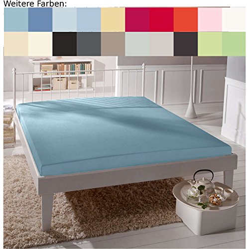 elegante Jersey Spannbettlaken bleu, 90x200-100x220 cm von elegante