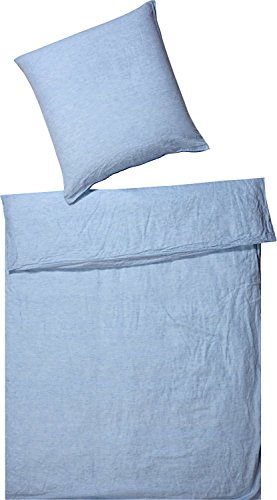 elegante Leinen Bettwäsche Breeze hellblau 1 Bettbezug 155 x 220 cm + 1 Kissenbezug 80 x 80 cm von elegante