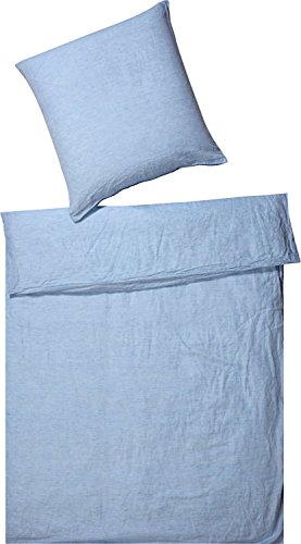 elegante Leinen Bettwäsche Breeze hellblau 1 Bettbezug 135 x 200 cm + 1 Kissenbezug 80 x 80 cm von elegante