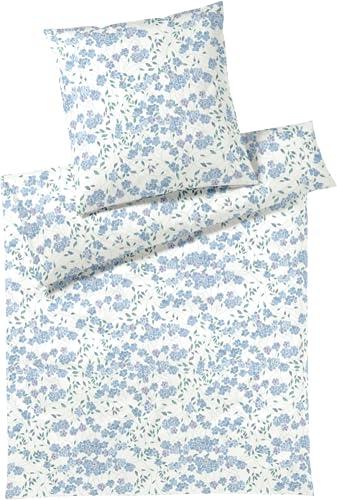 elegante Mako-Jersey-Bettwäsche-Garnitur Sleeping Beauty Farbe Bleu Größe 135x200+80x80 Blumen Flowers von elegante