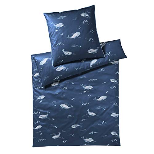 elegante Mako-Satin Bettwäsche Big Blue ozeanblau 100x135 cm + 40x60 cm von elegante
