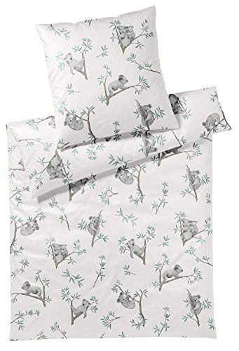 elegante Mako-Satin Bettwäsche Lazy Koalas weiß von elegante