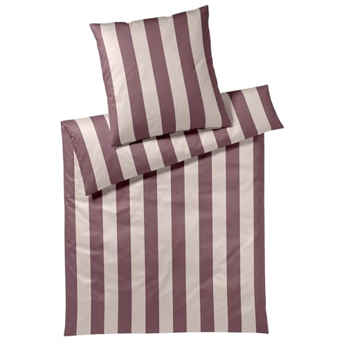 elegante Mako-Satin Bettwäsche Night Stripe Puder Kissenbezug einzeln 80x80 cm von elegante