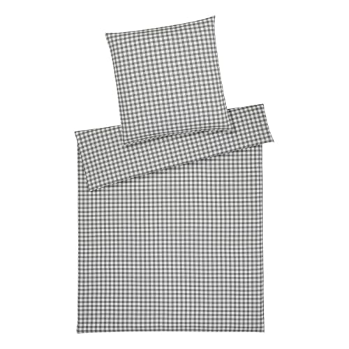 elegante Soft-Flanell Bettwäsche Christie anthrazit 1 Bettbezug 135 x 200 cm + 1 Kissenbezug 80 x 80 cm von elegante