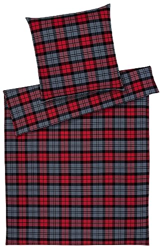 elegante Soft-Flanell Bettwäsche Sheffield rot 1 Bettbezug 135 x 200 cm + 1 Kissenbezug 80 x 80 cm von elegante