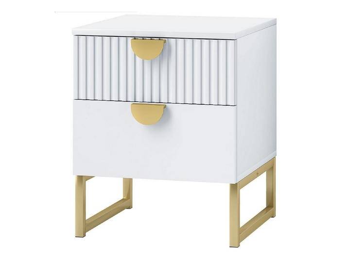 furnicato Nachttisch mit 2 Schubladen, elegante Metallgriffe in Gold, 40 x 40 x (1-St), weiß von elegante