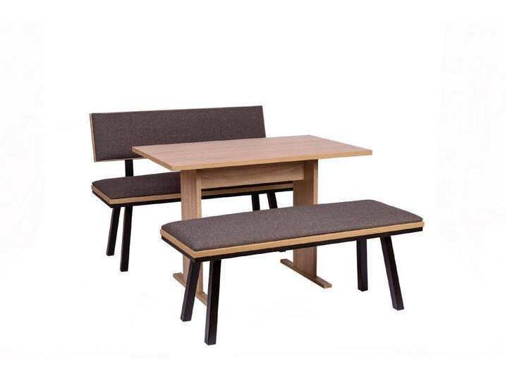 kundler home Essgruppe 'Die Elegante' Füße Massiv Holz, Bank 120cm, Tisch Set 3-tlg., grau von elegante