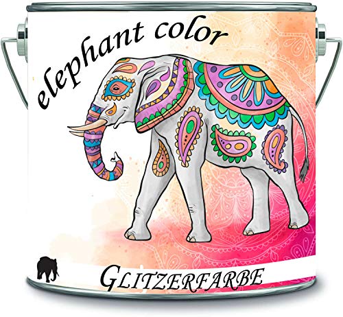 elephant color Glitzerfarbe Latexfarbe Dispersionsfarbe Innenwandfarbe Glitzerfarbe Glitterwandfarbe Glitter Wandfarbe (5 l, Alt Weiß - Silber Glitzer) von elephant color