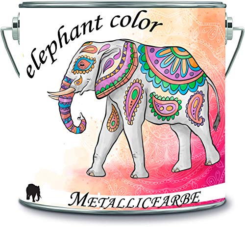 elephant color Metallic Farbe Latex Dispersionsfarbe diffusionsfähig Innenwandfarbe seidenglänzend in vielen exklusiven hochwertigen Farben Metallicfarbe (1 l, Pink Diamant) von elephant color
