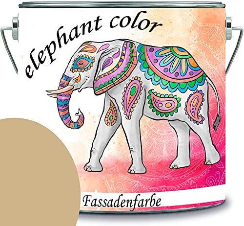 elephant color hochwertige Fassadenfarbe auf Silikonharz Sockelfarbe Betonfarbe (1 L, RAL 1001 - Beige) von elephant color