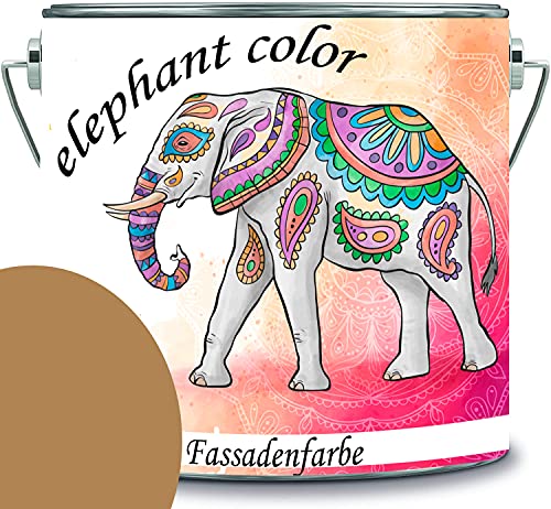 elephant color hochwertige Fassadenfarbe auf Silikonharz Sockelfarbe Betonfarbe (1 L, RAL 1011 - Braunbeige) von elephant color