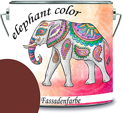 elephant color hochwertige Fassadenfarbe auf Silikonharz Sockelfarbe Betonfarbe (1 L, RAL 3009 - Oxidrot) von elephant color