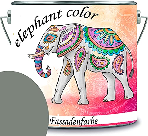 elephant color hochwertige Fassadenfarbe auf Silikonharz Sockelfarbe Betonfarbe (1 L, RAL 7033 - Zementgrau) von elephant color