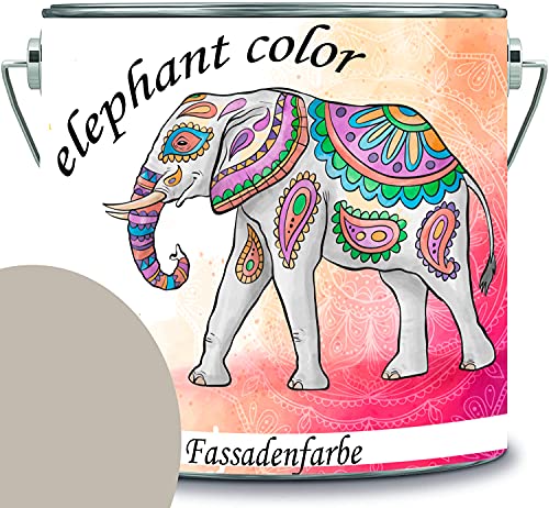 elephant color hochwertige Fassadenfarbe auf Silikonharz Sockelfarbe Betonfarbe (1 L, RAL 7044 - Seidengrau) von elephant color