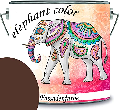 elephant color hochwertige Fassadenfarbe auf Silikonharz Sockelfarbe Betonfarbe (1 L, RAL 8016 - Mahagonibraun) von elephant color