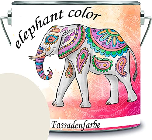 elephant color hochwertige Fassadenfarbe auf Silikonharz Sockelfarbe Betonfarbe (5 L, RAL 9001 - Cremeweiß) von elephant color