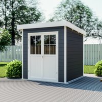 WPC-Gartenhaus S mit Flachdach anthrazit/weiß FSC100% von elephant