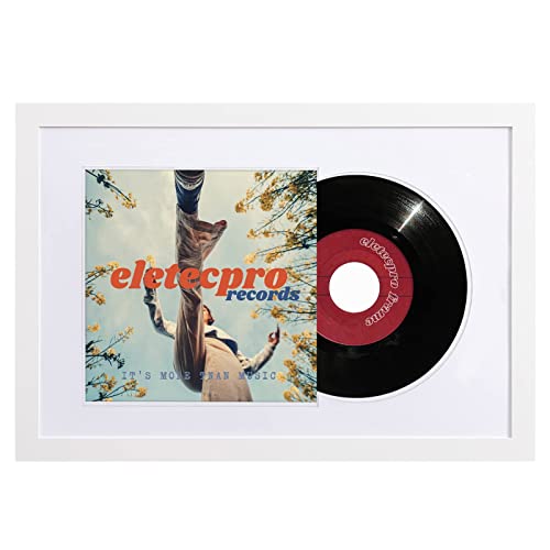 eletecpro Schallplattenrahmen 40,6 x 61 cm, mit 2 doppelseitigen Matten (schwarz und weiß), Jukebox-Schallplatten-Album-Rahmen für 30,5 x 30,5 cm große LP-Abdeckungen, Vinyl-Schallplatten-Display, von eletecpro
