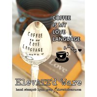 Coffee Is My Love Sprache - Handgestempelt Vintage Kaffeelöffel Kaffeegeschenk Liebessprache Kaffee Versilbert Kaffeeliebhaber von elevATEdware