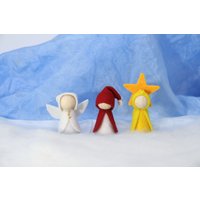 Winter 3. Mix 3 Set Jahreszeitentisch Kegelfiguren/Engel, Weihnachtsmann, Stern von elfenwiege