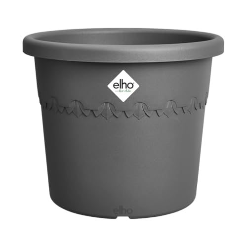 elho Algarve Cilindro 25 cm – Großer Blumentopf für den Außenbereich – Pflanzgefäße – 100% recycelter Kunststoff - Schwarz/Anthrazit von elho