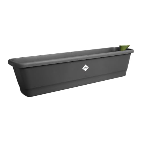 elho noa balkonkasten XL - Übertopf für Balkon mit Wasserreservoir - 100% Recyceltem Plastik - Schwarz/Living Schwarz elho noa balkonkasten XL - Übertopf für Balkon mit Wasserreservoir - 100% Recyceltem Plastik - Schwarz/Living Schwarz von elho