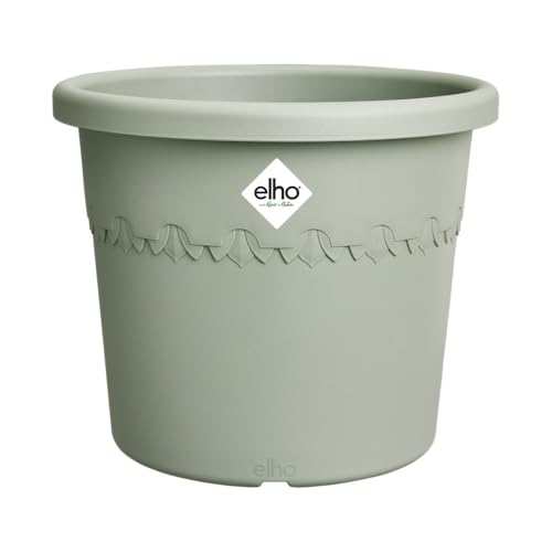 elho Algarve Cilindro 25 cm – Großer Blumentopf für den Außenbereich – Pflanzgefäße – 100% recycelter Kunststoff - Grün/Thymian Grün von elho