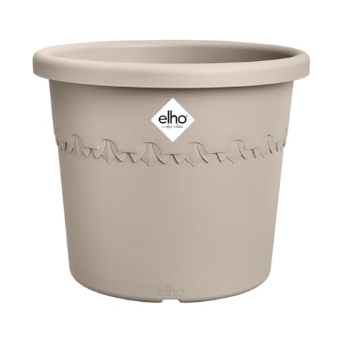 elho Algarve Cilindro Wheels 40cm – Großer Blumentopf für den Außenbereich – Pflanzgefäße – 100% recycelter Kunststoff - Beige/Pilzbeige von elho
