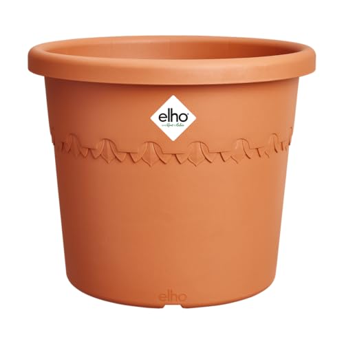 elho Algarve Cilindro Wheels 40cm – Großer Blumentopf für den Außenbereich – Pflanzgefäße – 100% recycelter Kunststoff - Braun/Terra von elho