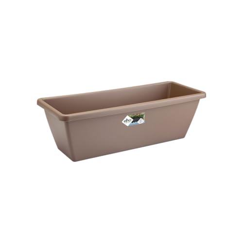 elho Barcelona Balkonkasten 40 - Übertopf für Balkon & Außen - Ø 39.5 x H 16.0 cm - Braun/Taupe von elho