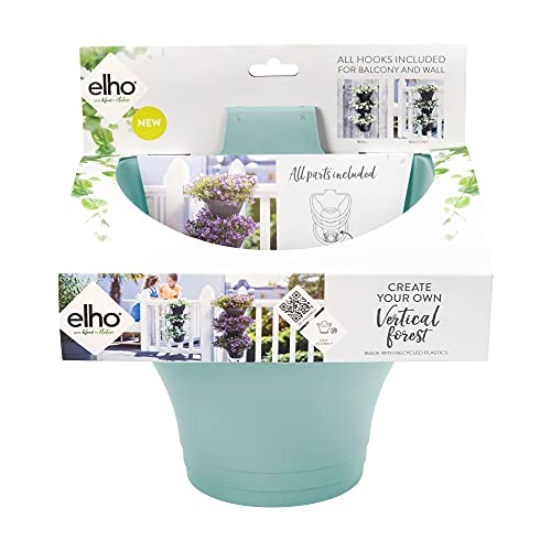 elho Corsica Vertical Forest 24 - Blumentopf Hängend für Balkon & Außen - 100% recyceltem Plastik - Ø 26.7 x H 29.7 cm - Grün/Mint von elho