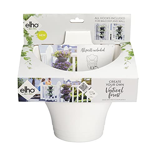 elho Corsica Vertical Forest 24 - Blumentopf Hängend für Balkon & Außen - 100% recyceltem Plastik - Ø 26.7 x H 29.7 cm - Weiß/Weiss von elho