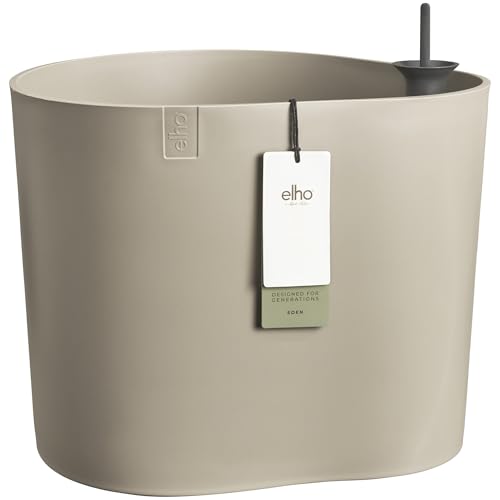 elho Eden Aquacare Low 40 - Blumentopf für Innen und Außen - 100% Recyceltem Plastik - Ø 39.6 x H 36.1 cm - Grau/Sanftes Taupe von elho