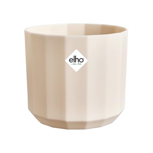 elho Facet Rund 14cm - Blumentopf für Innen - 100% Recyceltem Plastik - Ø 14.1 x H 12.7 cm - Rosa/Mandelrosa von elho
