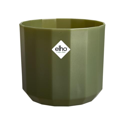 elho Facet Rund 26cm - Blumentopf für Innen - 100% recyceltes Plastik - Ø 25.9 x H 23.3 cm - Grün/Wald Grün von elho