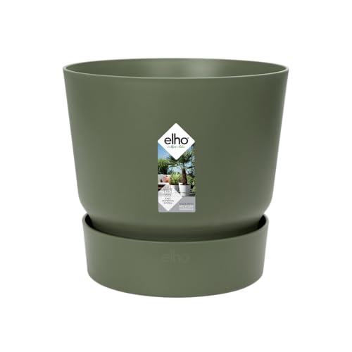 elho Greenville Rund 18 - Blumentopf für Innen und Außen - Selbstbewässerungstopf - 100% Recyceltem Plastik - Ø 18.3 x H 17.4 cm - Grün/Laubgrün von elho
