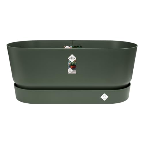 elho Greenville Trough 80 - Übertopf für Außen - 100% recyceltem Plastik - Ø 78.0 x H 33.5 cm - Grün/Laubgrün von elho