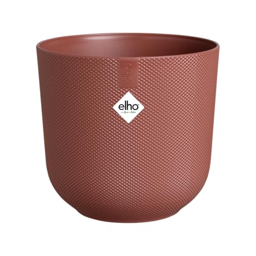 elho Jazz Round 14 cm blumentopf - Kleiner Pflanzentopf für den Innenbereich - 100% recycelter Kunststoff - Einzigartige Struktur - Rot/Toskanisches Rot von elho