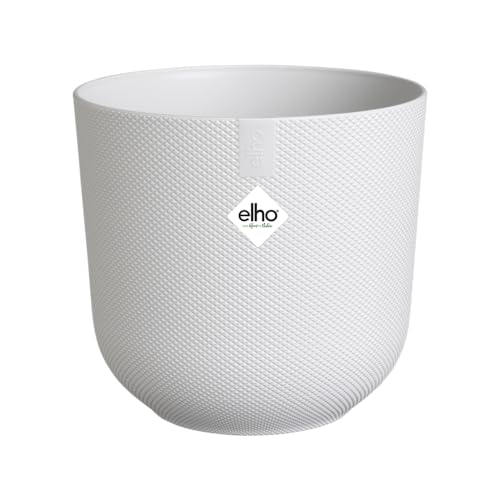 elho Jazz Round 16 cm blumentopf - Pflanzentopf für den Innenbereich - 100% recycelter Kunststoff - Einzigartige Struktur - Weiß/Seidenweiß von elho