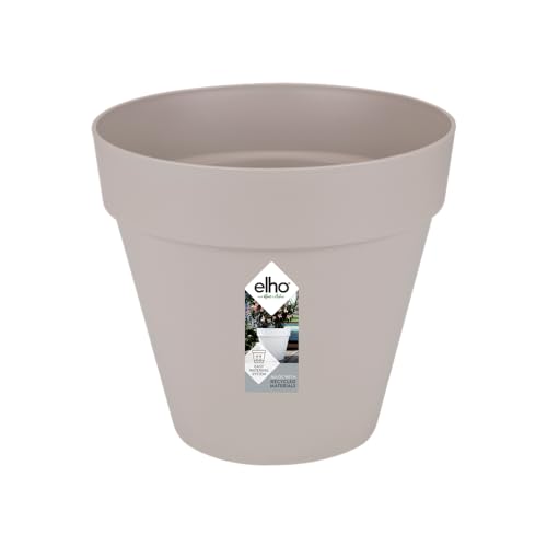 elho Loft Urban Rund 25 - Blumentopf für Außen - 100% recyceltem Plastik - Ø 24.5 x H 22.0 cm - Grau/Warmes Grau von elho