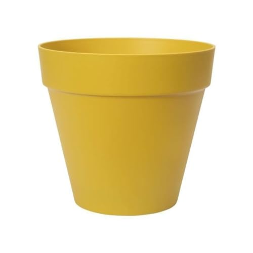 elho Loft Urban Rund 25 - Blumentopf für Außen - 100% recyceltem Plastik - Ø 24.5 x H 22.0 cm - Gelb/Ocker von elho