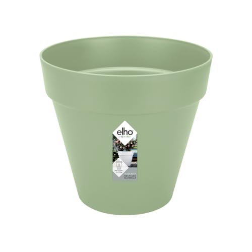 elho Loft Urban Rund 25 - Blumentopf für Außen - 100% recyceltem Plastik - Ø 24.5 x H 22.0 cm - Grün/Pistazien Grün von elho