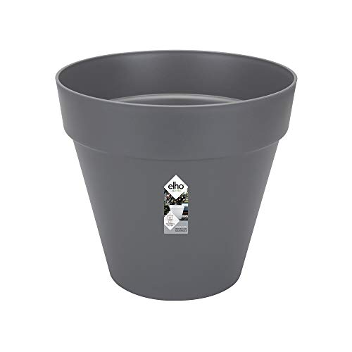 elho Loft Urban Rund 40 - Blumentopf für Außen - 100% recyceltem Plastik - Ø 38.5 x H 35.3 cm - Schwarz/Anthrazit von elho