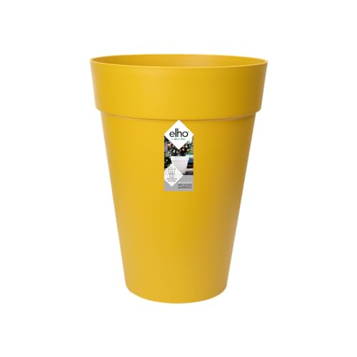 elho Loft Urban Rund Hoch 35 - Blumentopf für Außen - Ø 33.5 x H 45.3 cm - Gelb/Ocker von elho